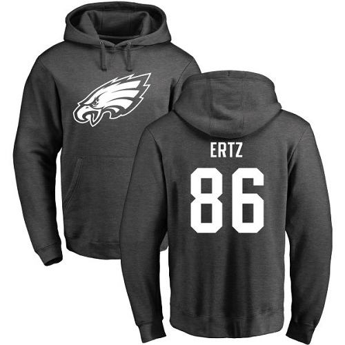 Men Philadelphia Eagles 86 Zach Ertz Ash One Color NFL Pullover Hoodie Sweatshirts